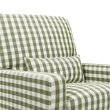 Crawford Pillowback Comfort Swivel Glider in Moss Green Gingham