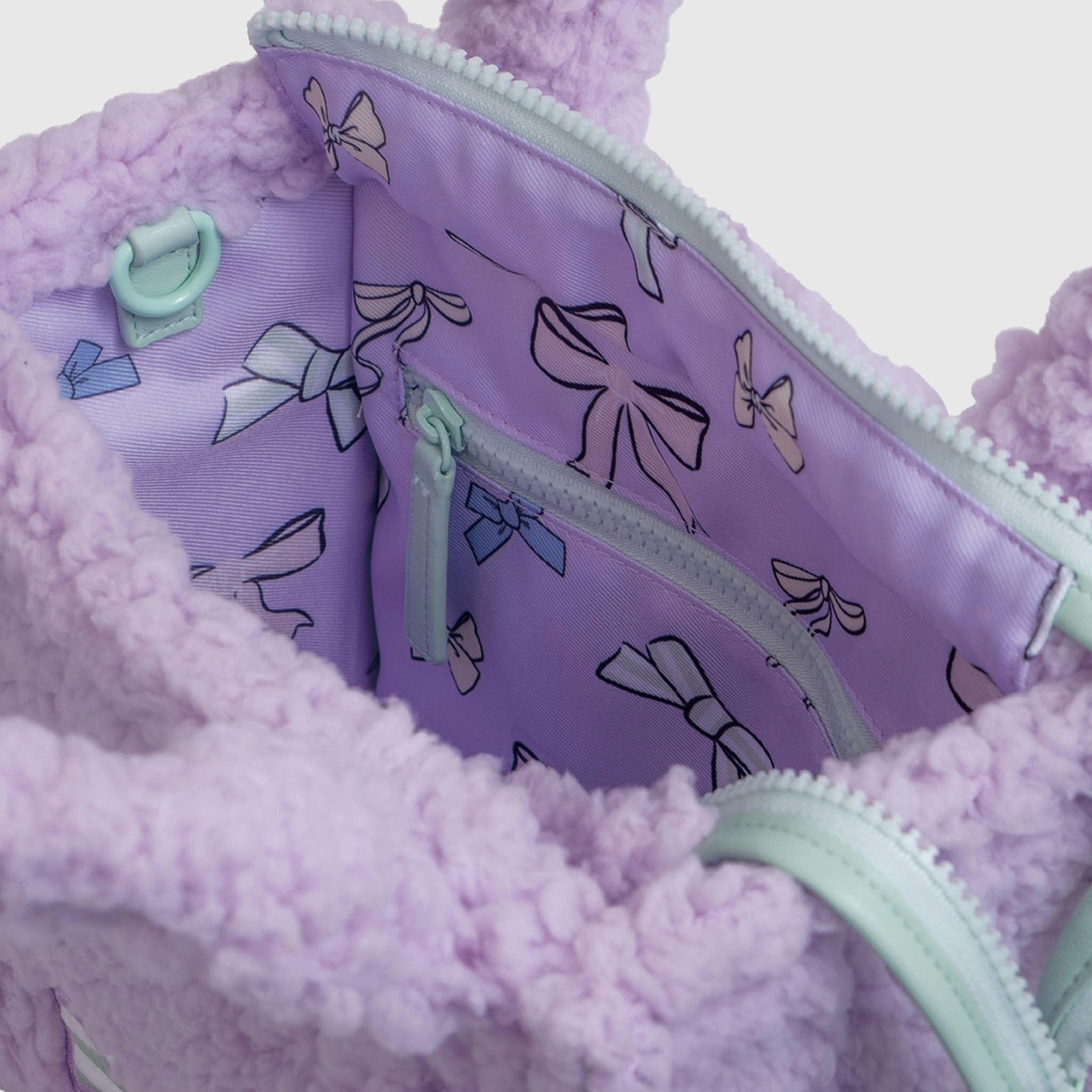 Sherpa Tote Bag – Cozy, Colorful & Convertible with Matching Coin Purse, Bows