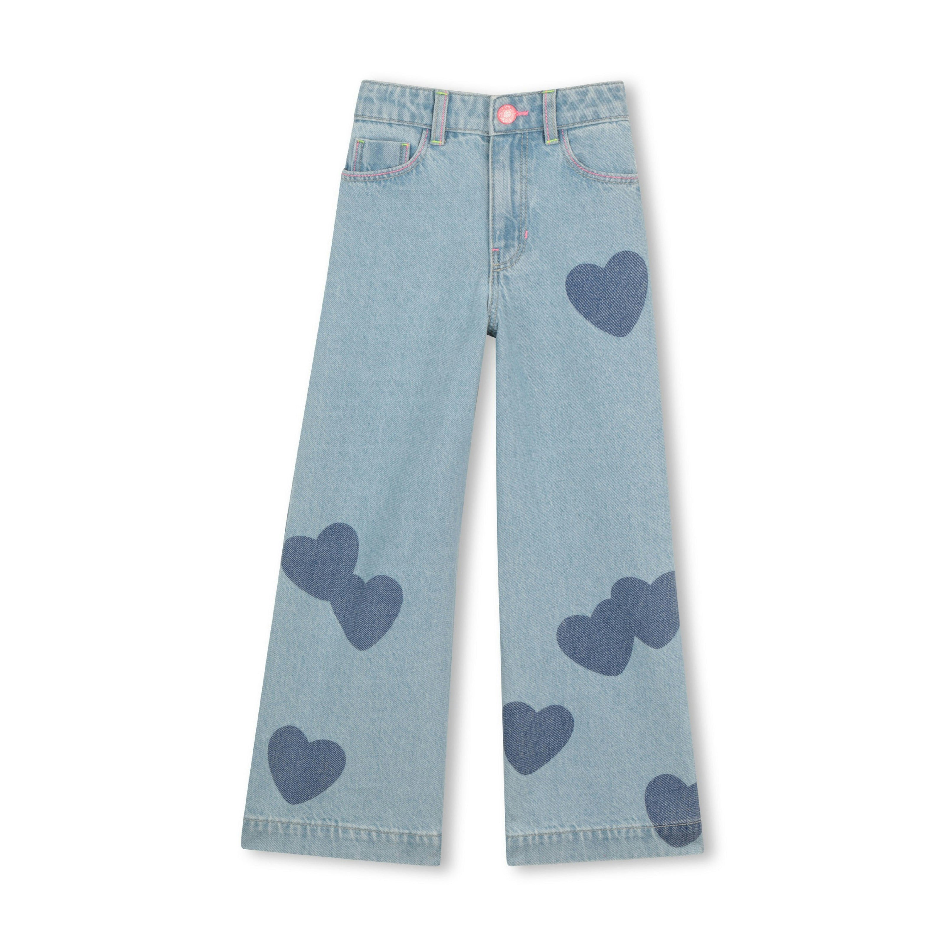 Light Blue Denim Kids’ Jeans with Heart Patches