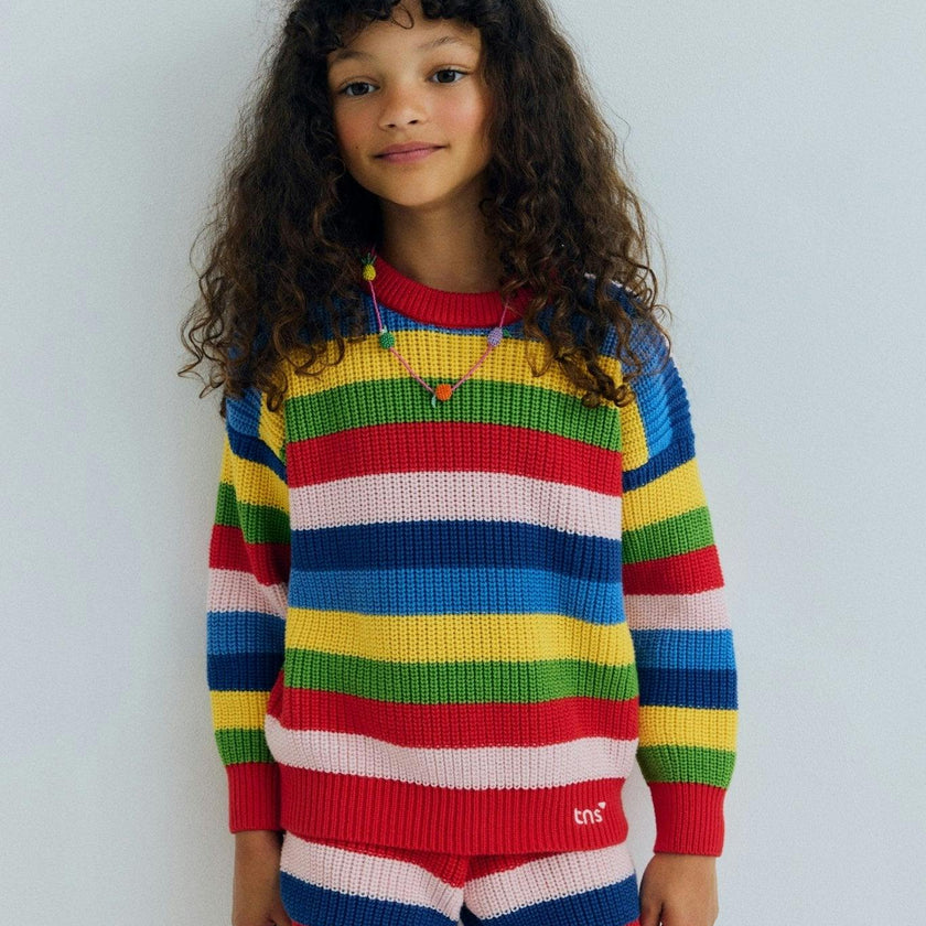 Canela Short Tulip Red Multicolor Stripes