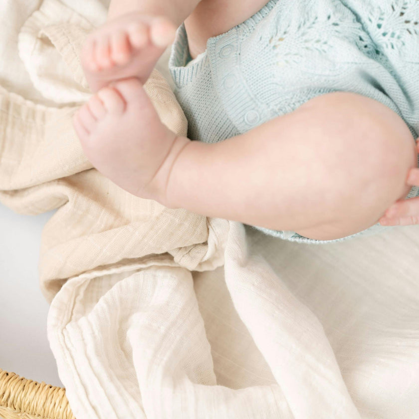 Cove Cotton Muslin Swaddle Blanket Set (Beach, Set of 3)