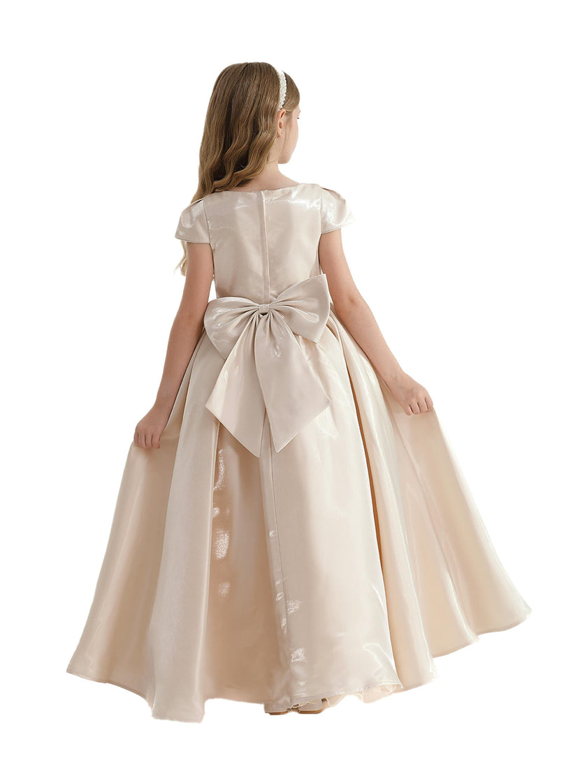 Champagne Bow Long Brea Dress