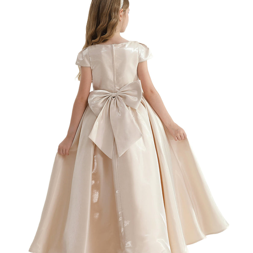 Champagne Bow Long Brea Dress