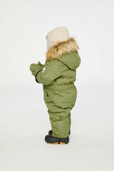 Baby Original One Piece Puffy Snowsuit With Removable Mittens And Boots Olive Green