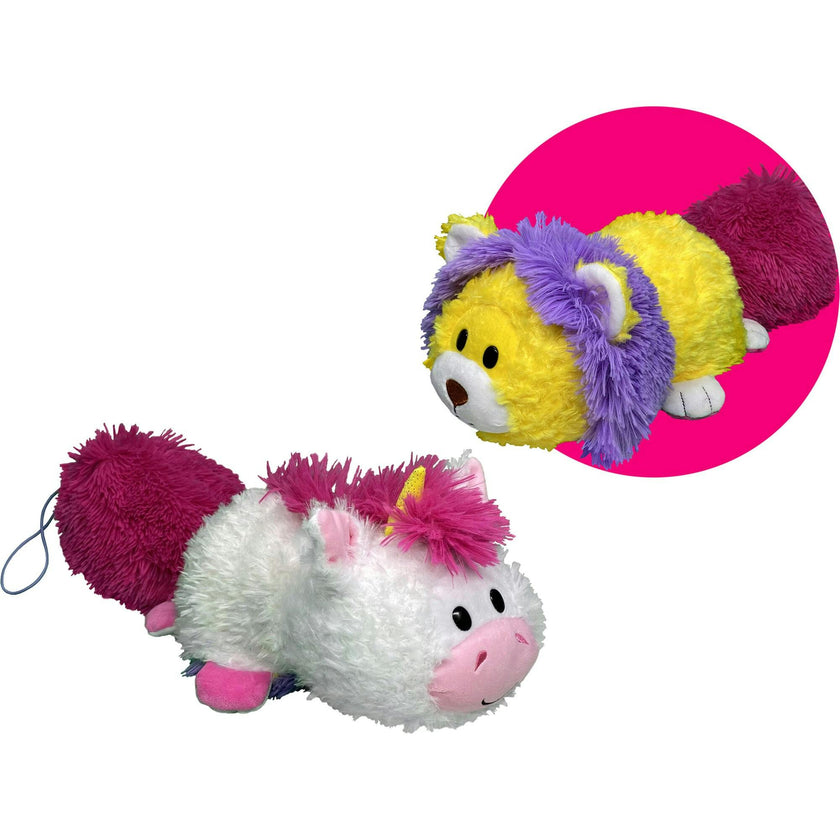 FlipaZoo Magic Tails White to Yellow - 2-In-1 Animal Plush w/ Bonus 3" Baby Org