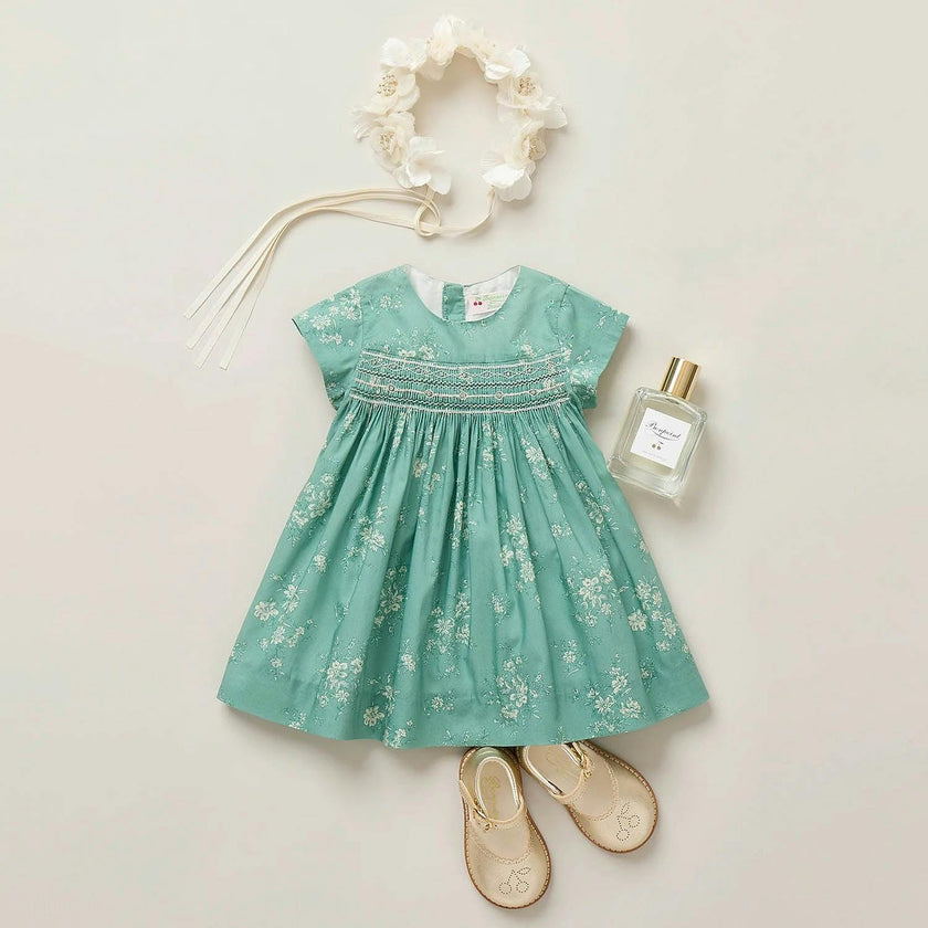 BONPOINT Maruska Baby Dress & Bloomers - Emerald