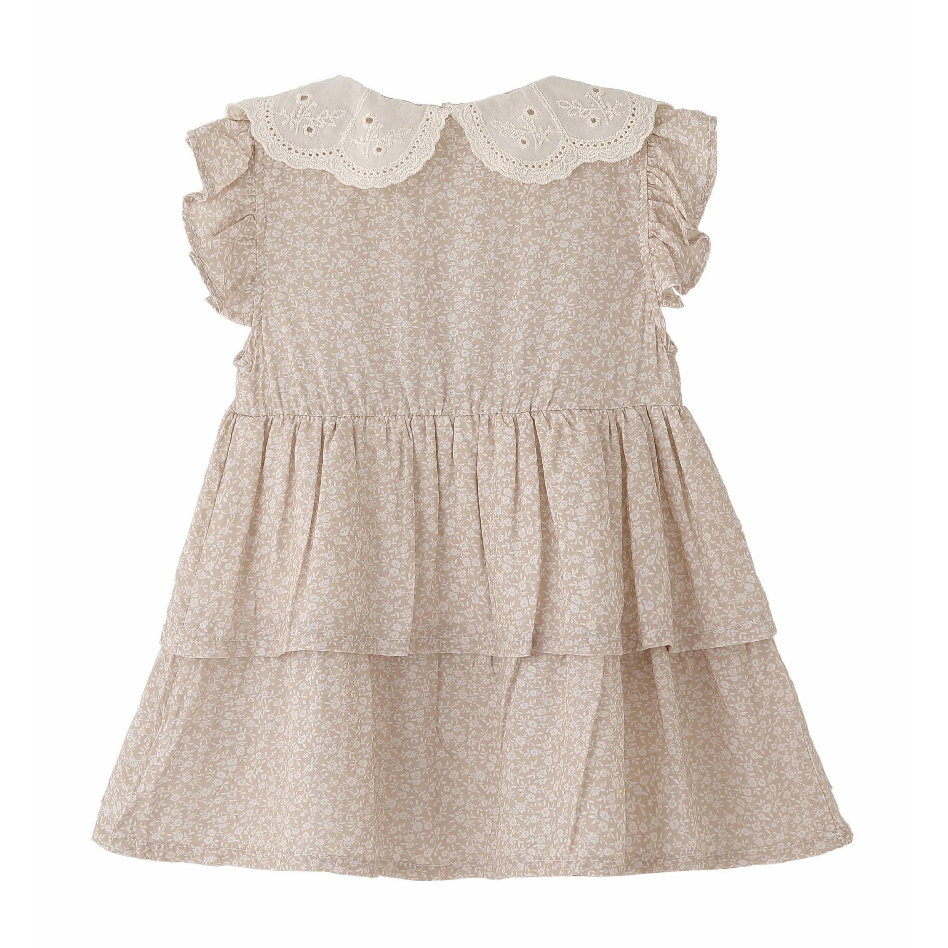 Cream Floral Tiered Dress