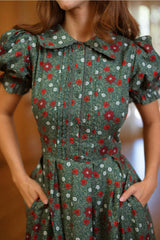 Sophia Dress in Evergreen Merry Ditsy