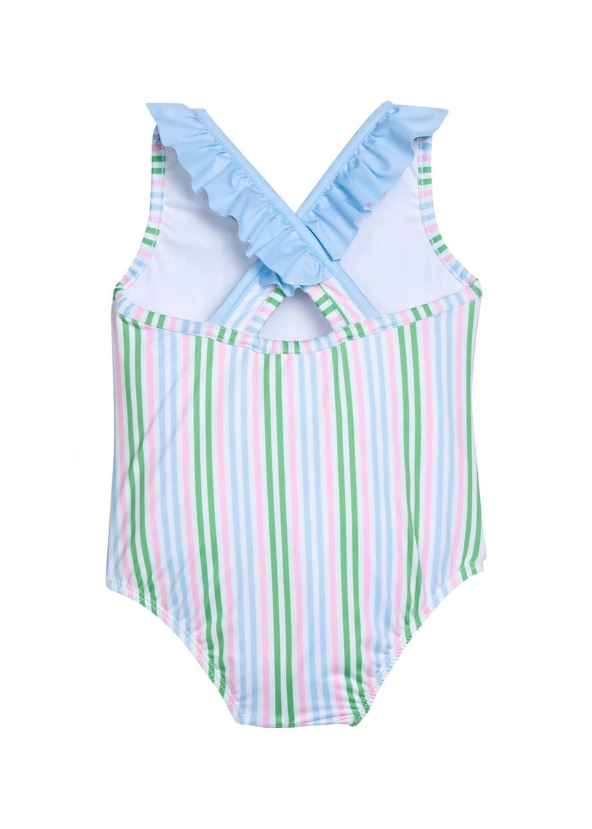 Ruffled One Piece Swimsuit - Summer Stripe