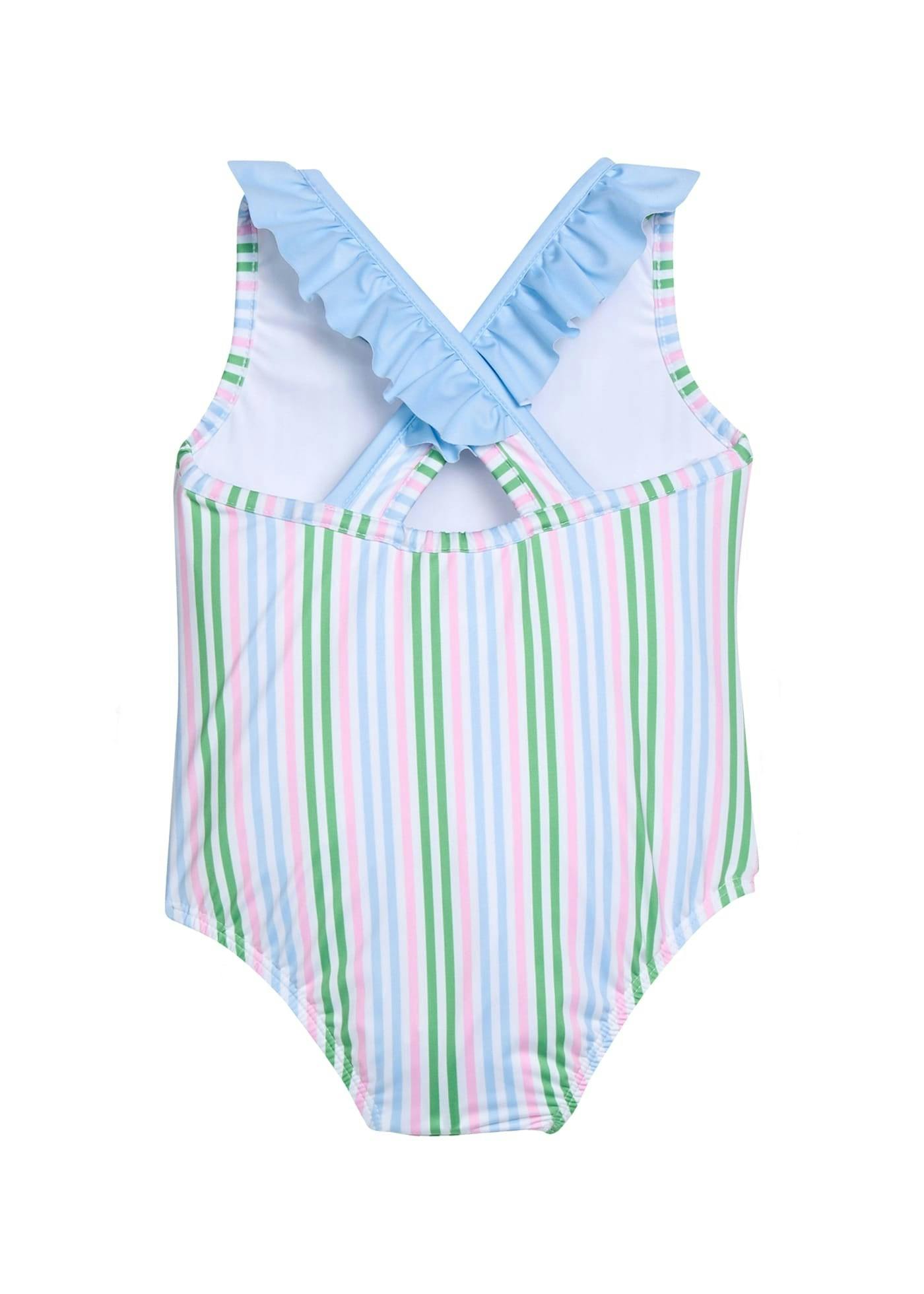 Ruffled One Piece Swimsuit - Summer Stripe