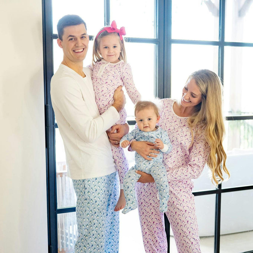 Parker Boys' Zipper Pajama - Penguin Party Blue