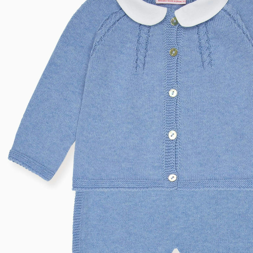 Blue Sanson Cotton Baby Knitted Set