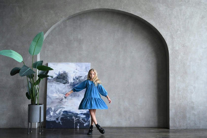 Isla dress (blue-sapphire velvet)