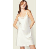 Women's Silk Lace Slip Dress in White