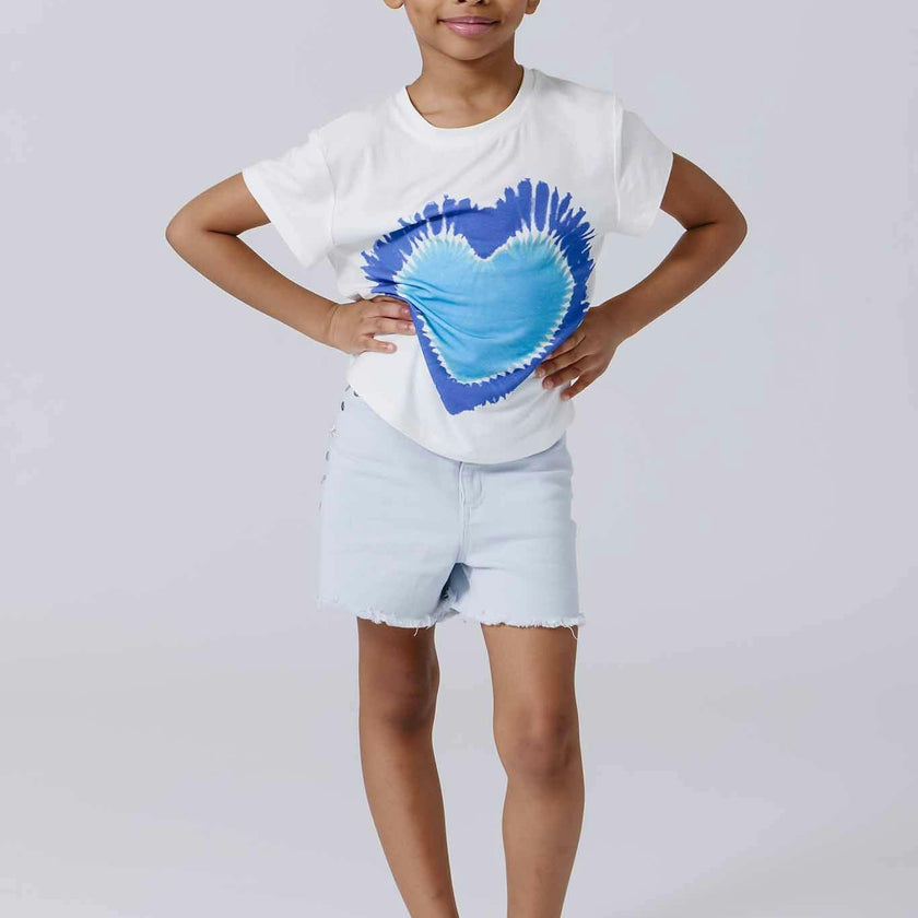 Girls Twill Stud Short in Cloud Blue