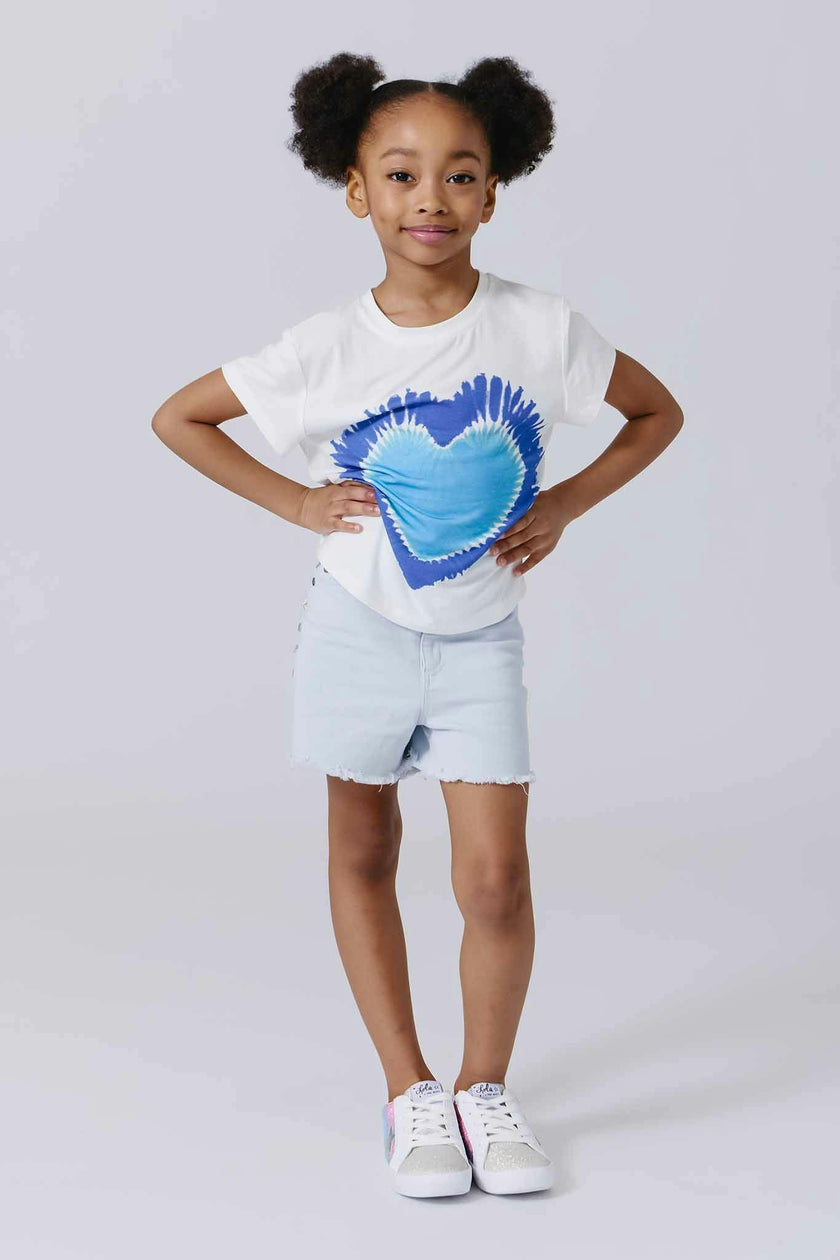 Girls Twill Stud Short in Cloud Blue