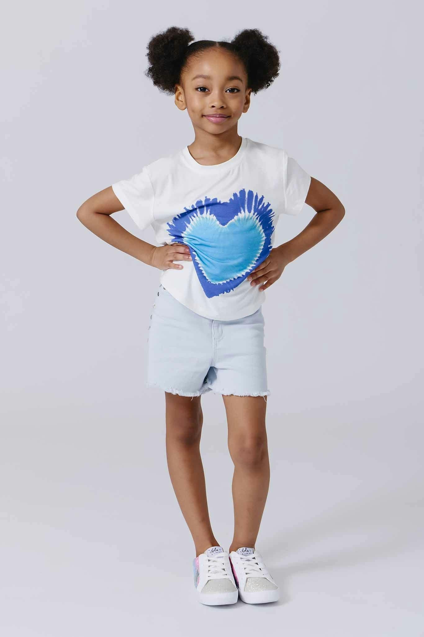 Girls Twill Stud Short in Cloud Blue