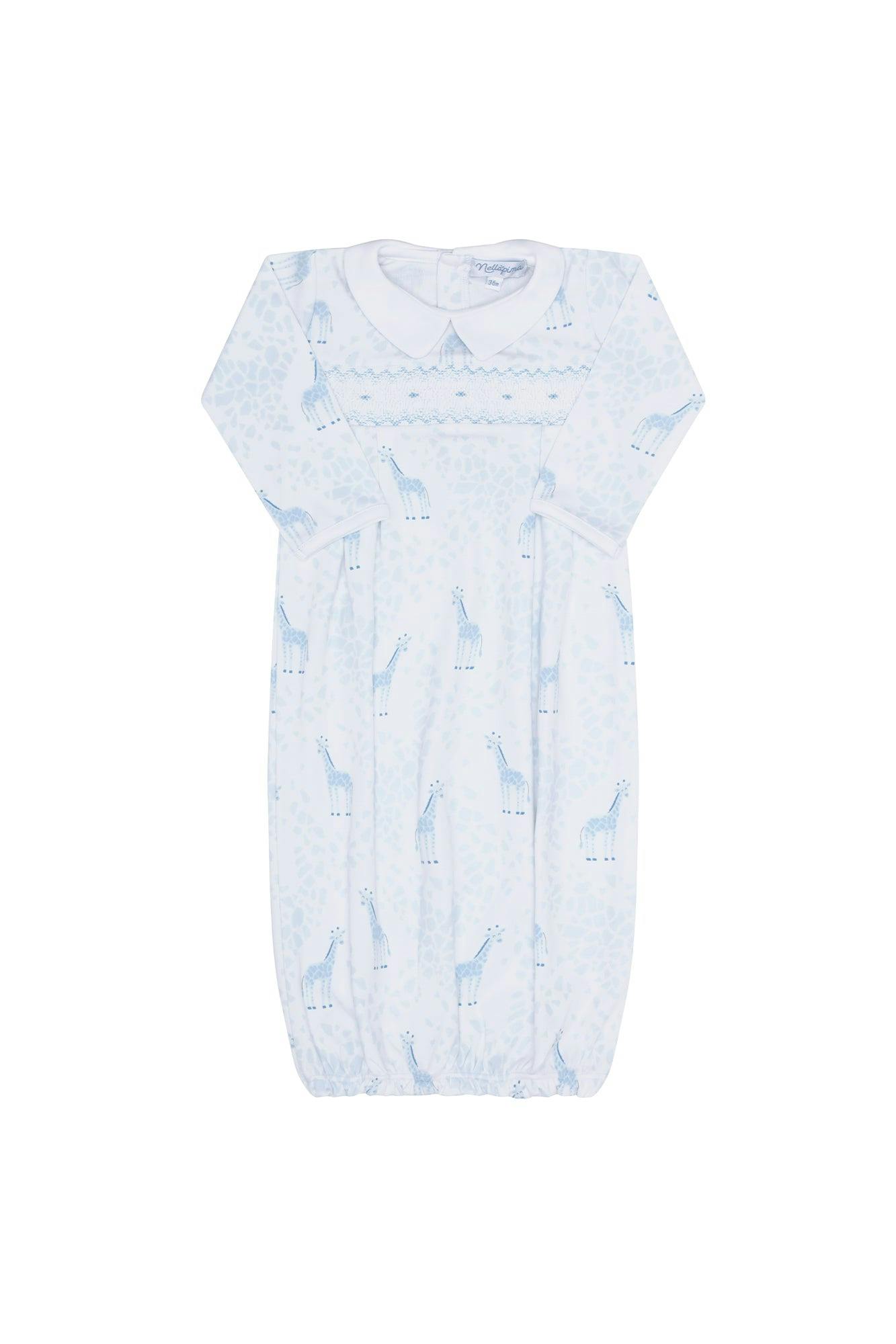 Blue Print Smocked Gown