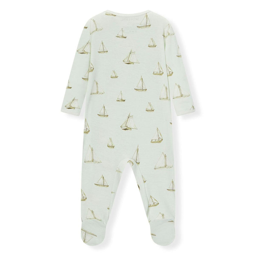 Sailboat Melody Organic Cotton Zipper Footed Romper