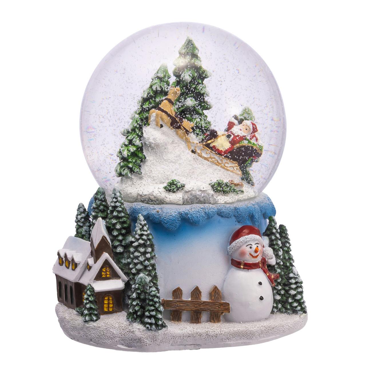 Kurt Adler 100MM Musical Santa, Snowman & Tree Snow Globe