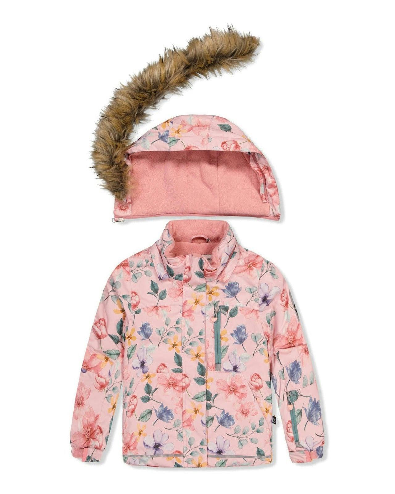 Two Piece Play Snowsuit Pink Vintage Floral Print