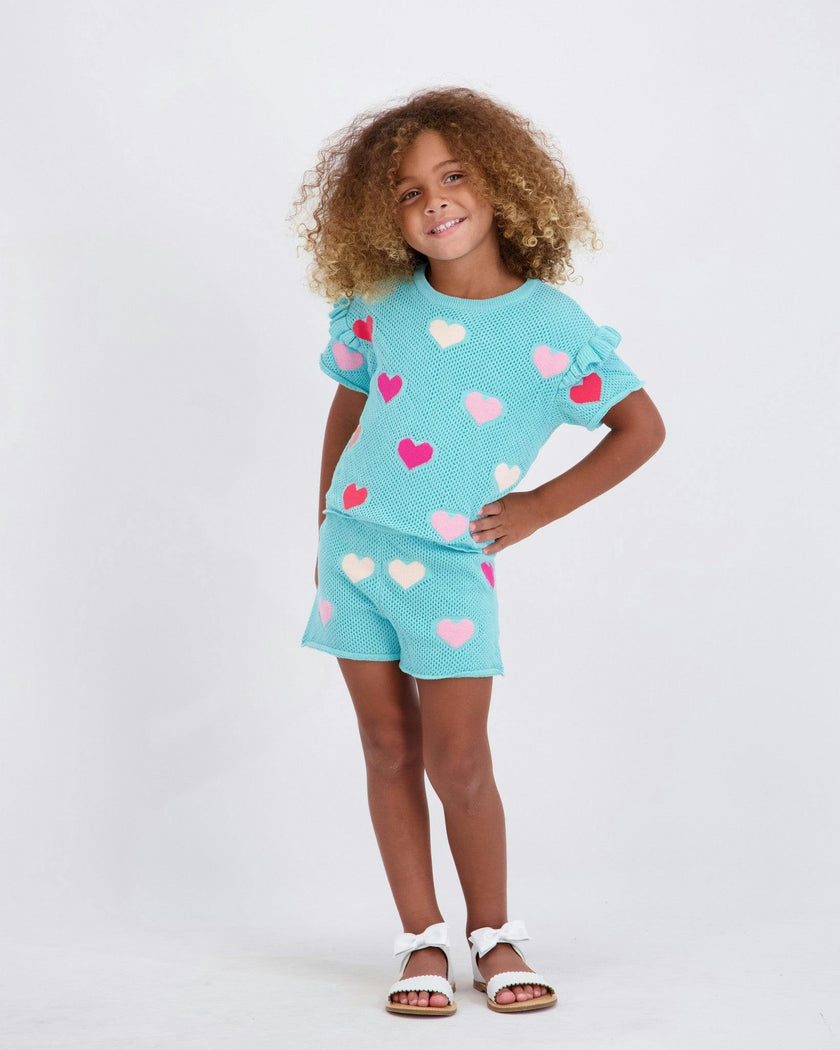 Girls Heart Crochet Set | Aqua Hearts