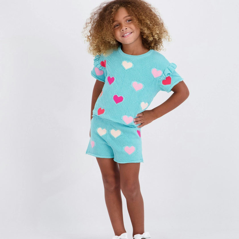 Girls Heart Crochet Set | Aqua Hearts