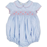 Cassis Blue Short Sleeve Smocked Romper