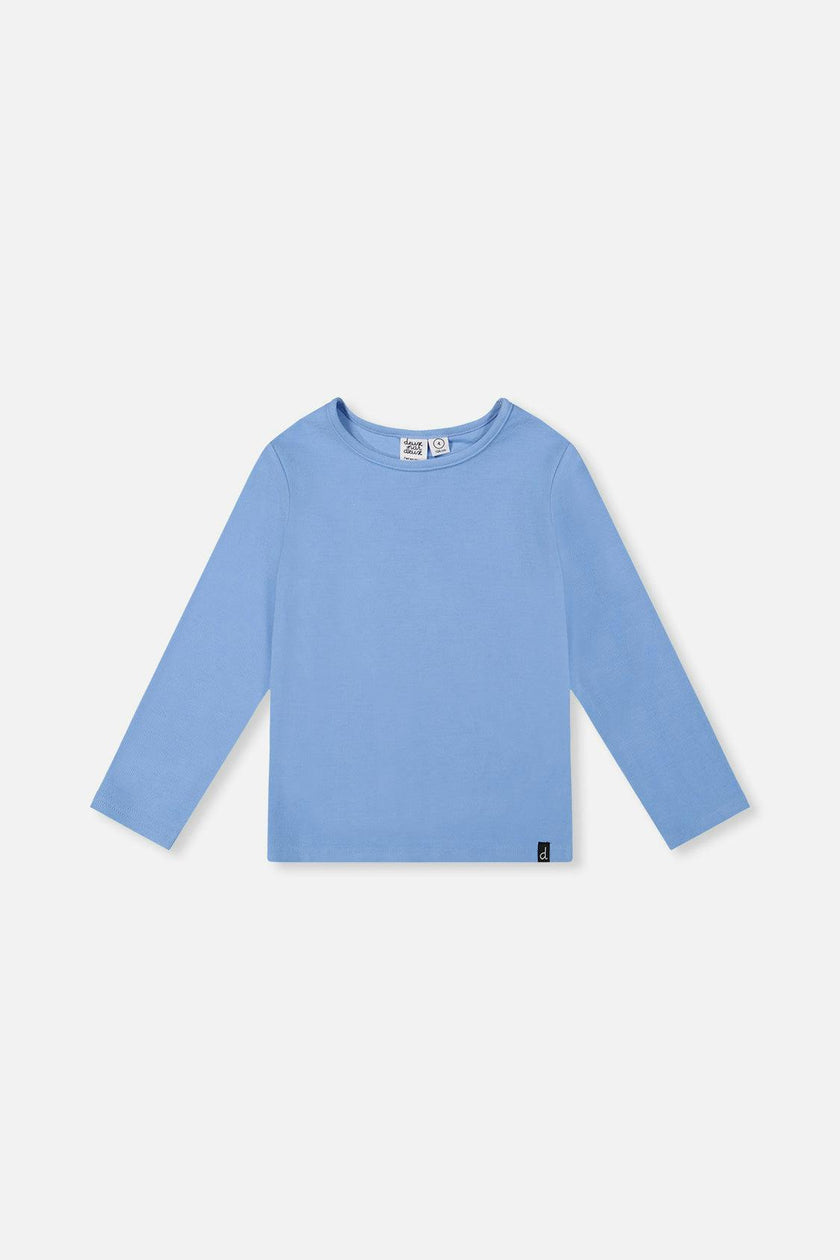 Brushed Rib Crew Neck Top Pale Blue