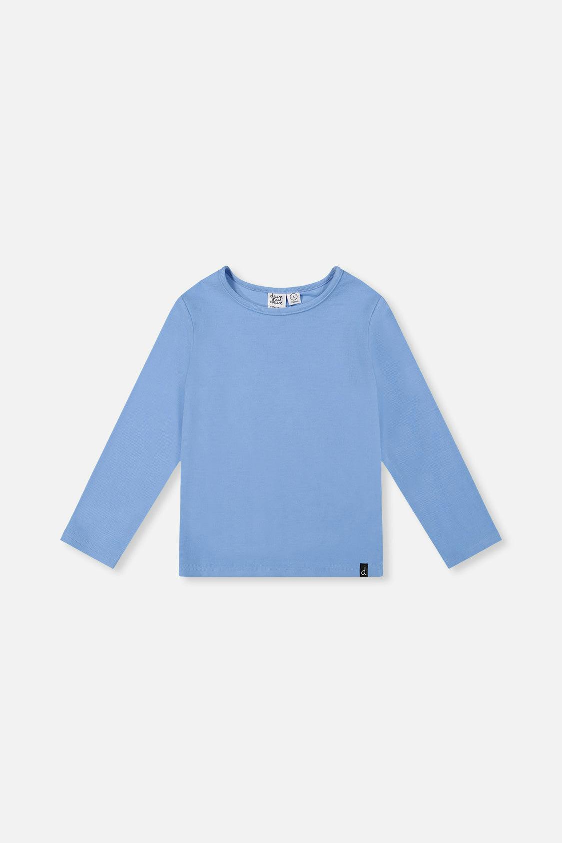 Brushed Rib Crew Neck Top Pale Blue