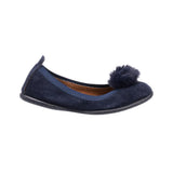 Suede Pom Pom Ballerina