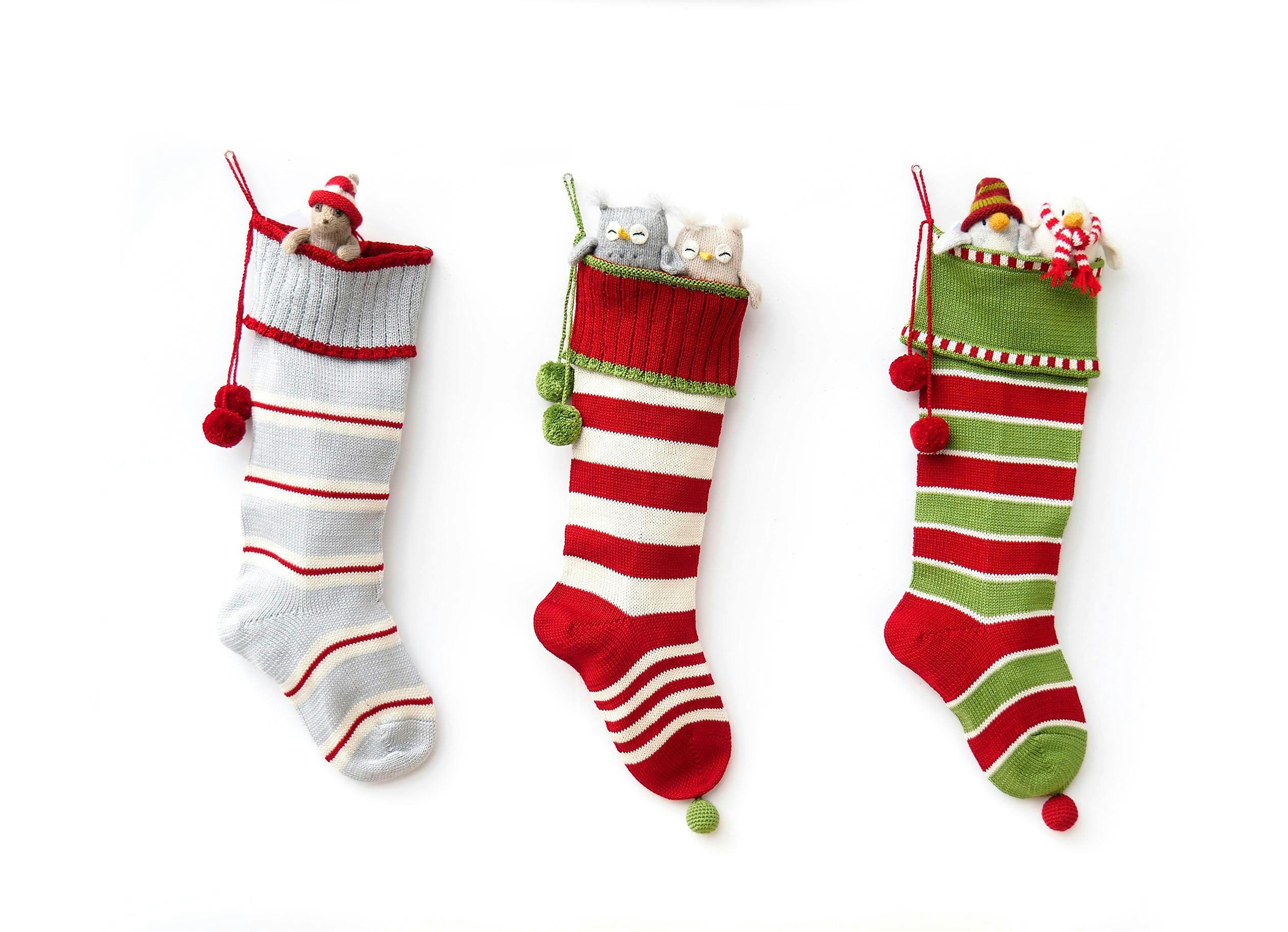 Thin Striped Rib-Cuff Stocking