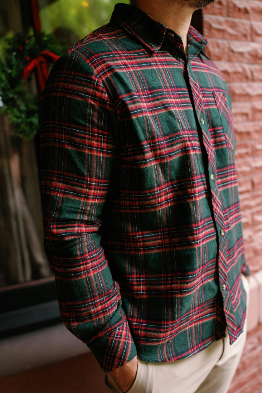 Mens John Shirt in Evergreen Plaid