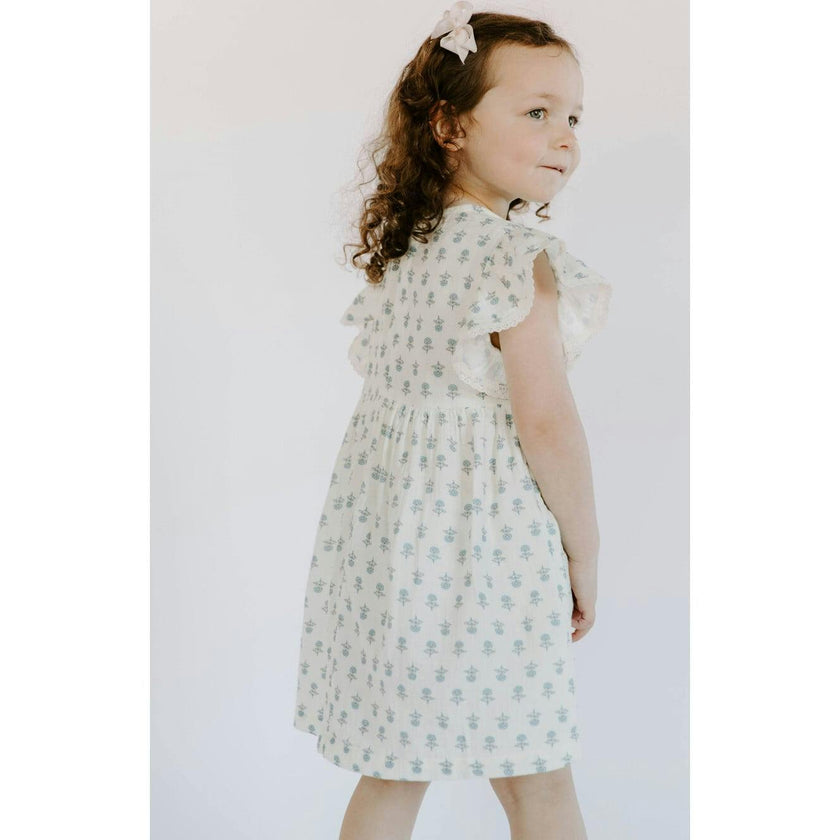 Organic Cotton Muslin Flutter Sleeve Dress