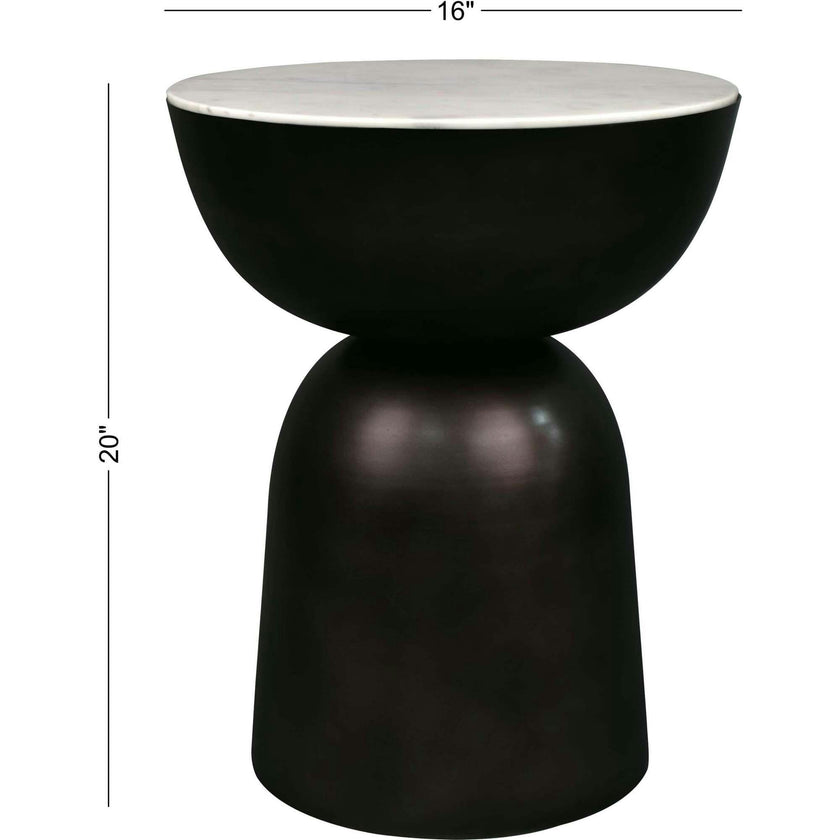 Atarah 20" Contemporary Natural Marble/Metal Handmade Hourglass End Table