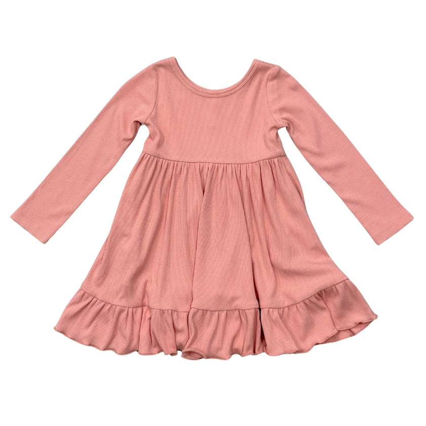 Girls Ribbed Ballet Dress in Mellow Rose