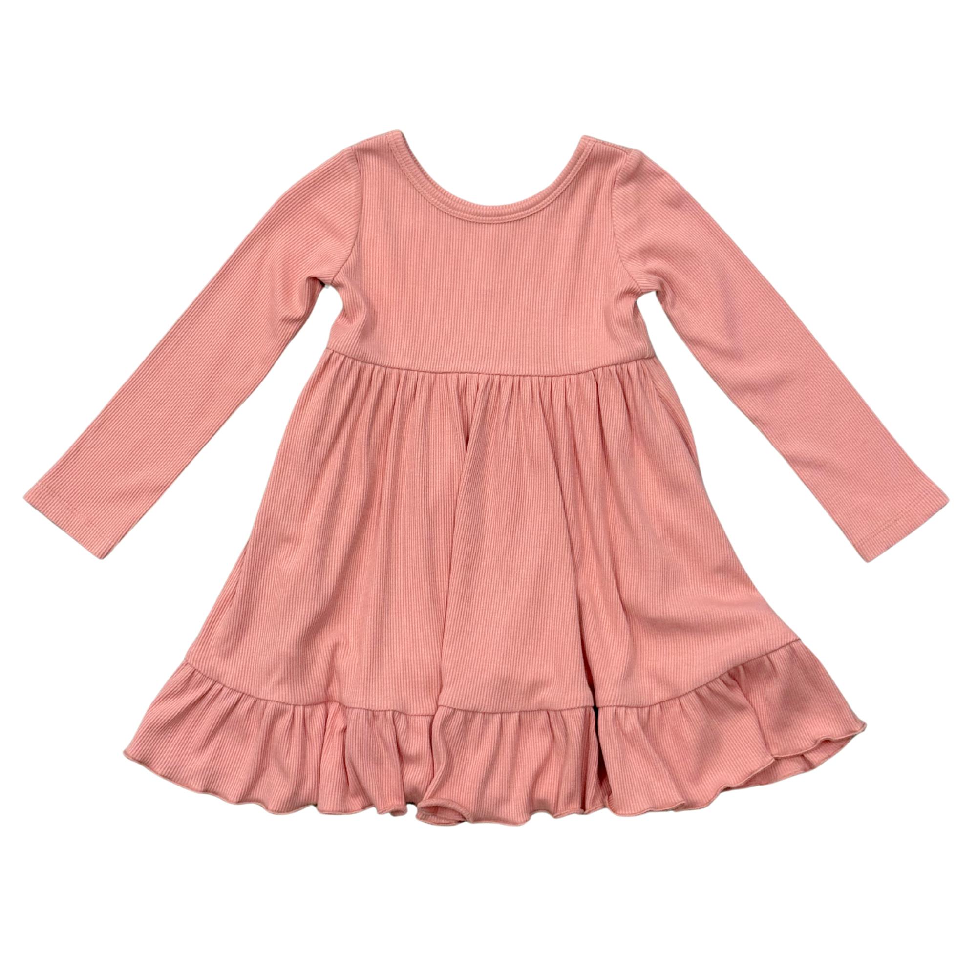 Girls Ribbed Ballet Dress in Mellow Rose