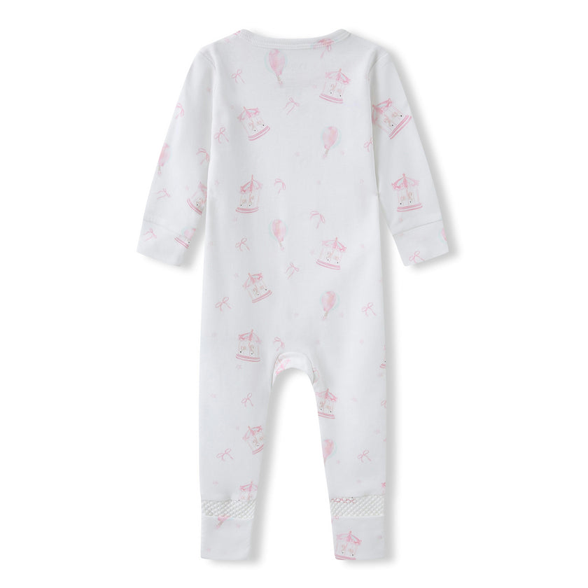 Organic Cotton Magnetic Footie Pajama - Carousel