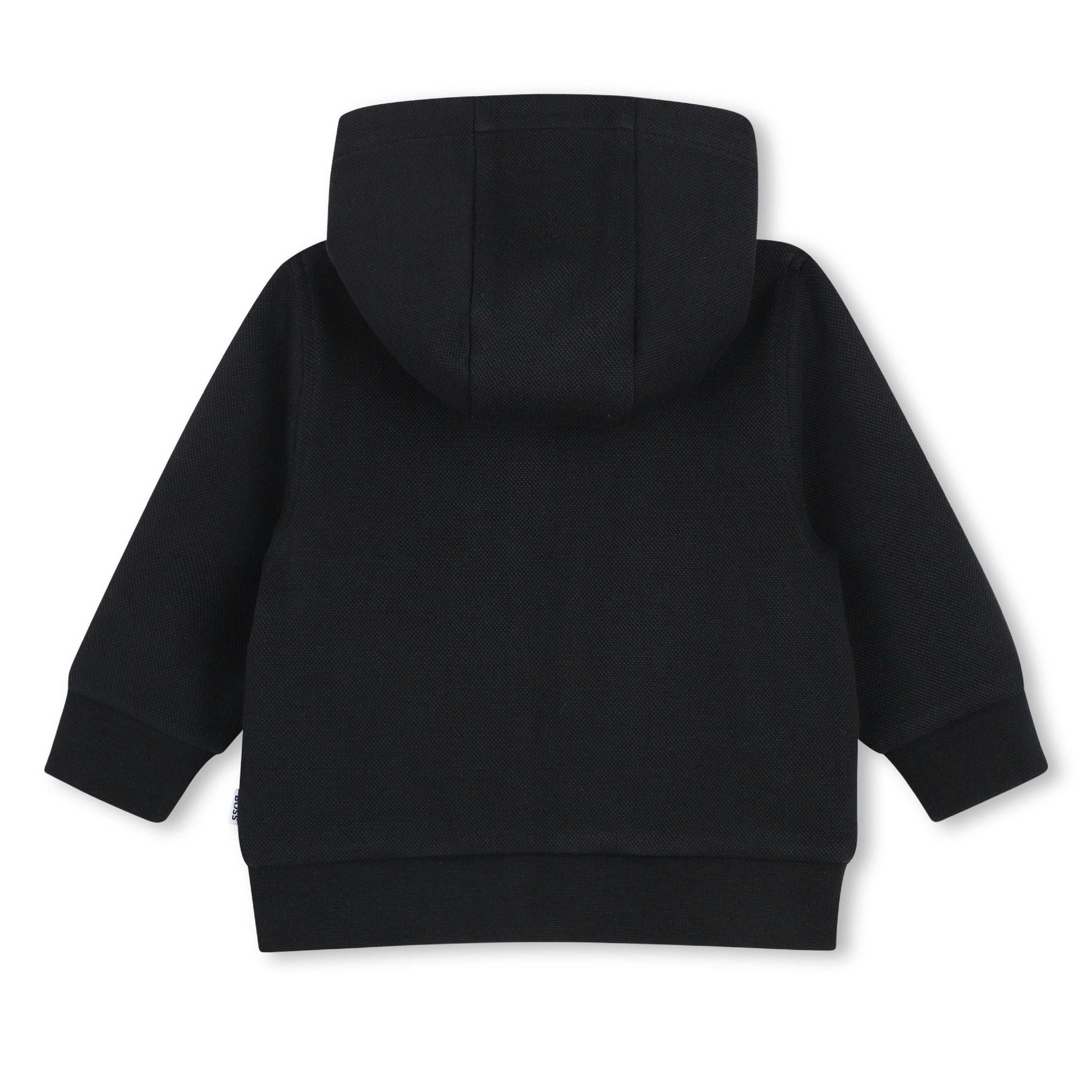 Black Textured Hooded Tracksuit Set