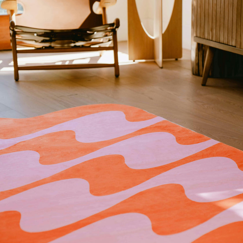 Pastel Irregular Shaped Wavy Rug by Johann Banta