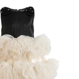 Black & Cream Celestine Ruffle Dress