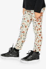 Organic Cotton Leggings Beige With Squirrel Print