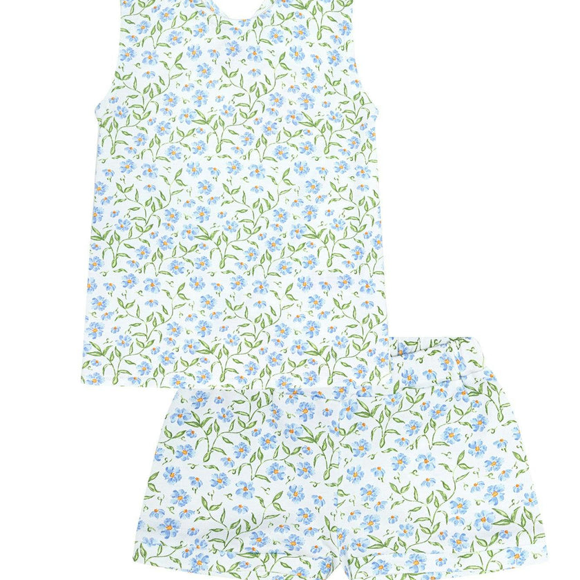 Blue Vines Print Summer Short Set