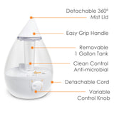 Crane 1 Gallon Drop Shape Cool Mist Humidifier for Nursery