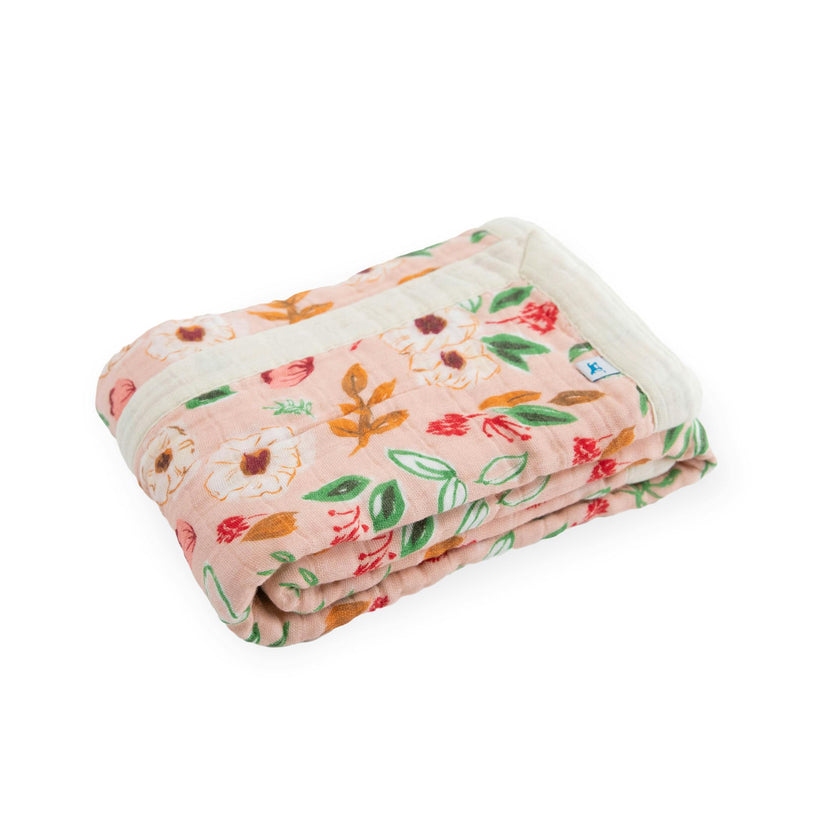 Cotton Muslin Baby Quilt - Vintage Floral