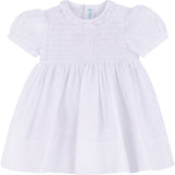 Girls White Floral Smocked Dress
