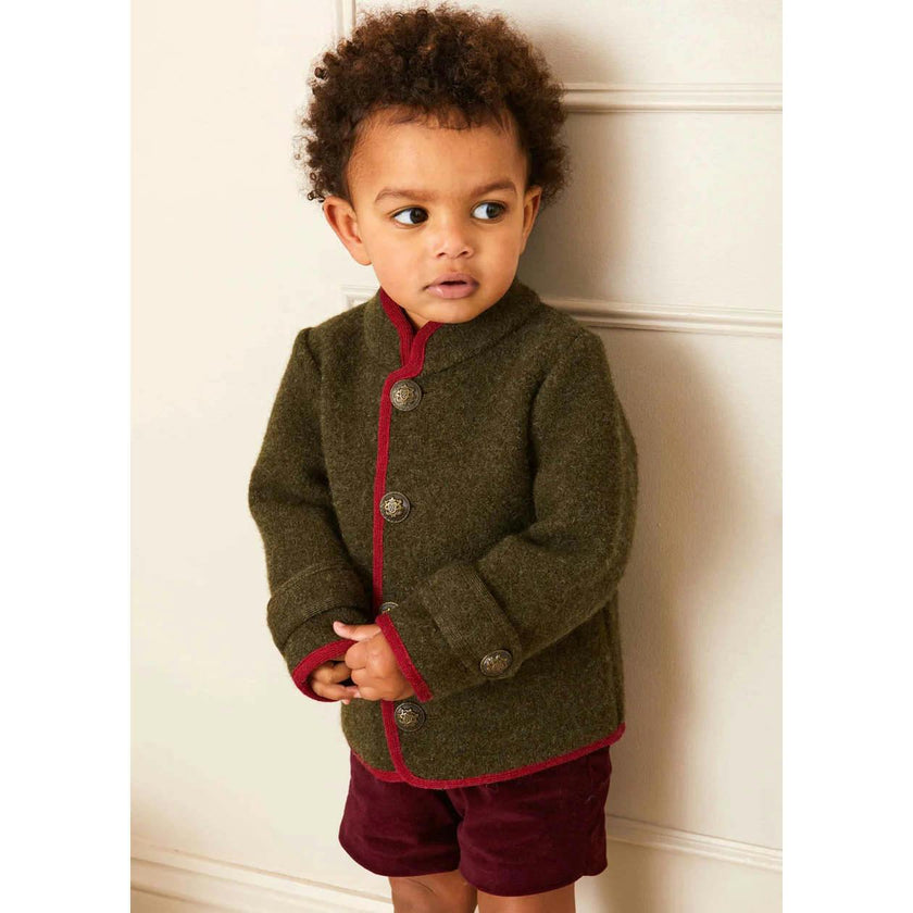 Austrian Single Breasted Contrast Trim Jacket in Green (18mths-10yrs)