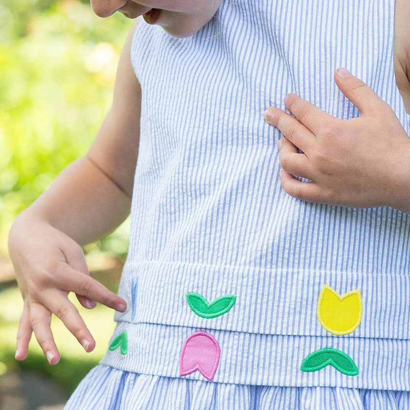 Seersucker Dress With Tulips