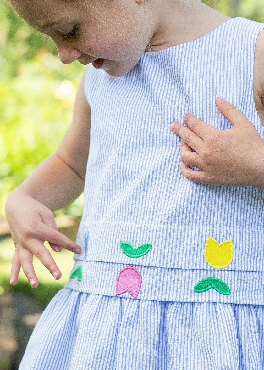 Seersucker Dress With Tulips