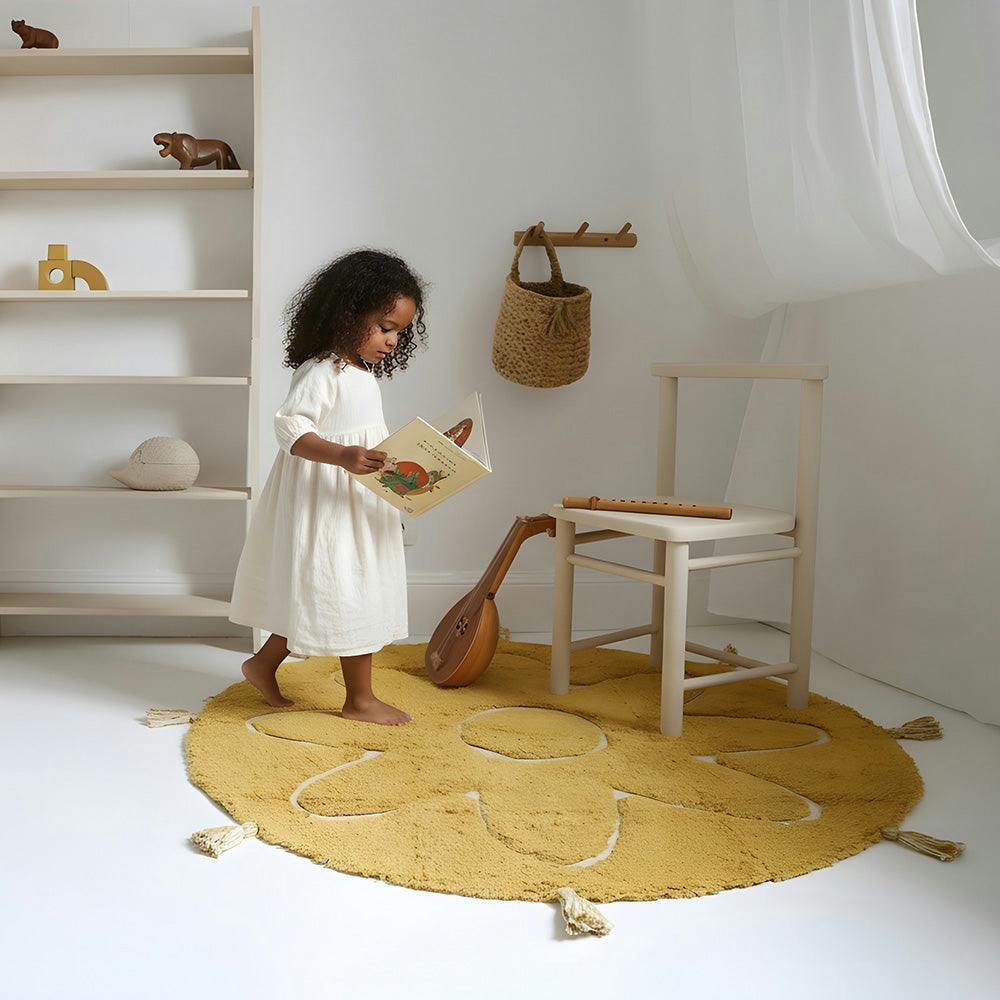 YVA Mango bohemian children's rug with pompoms